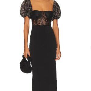 WeWoreWhat Underwire Corset Midi Lace Dress